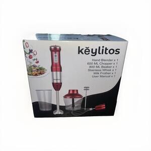 Keyletos 5 In 1 Red Immersion Hand Blender Mixer  Factory Sealed